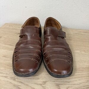 Josef Seibel Brown Woven Leather Fisherman Sandals‎ Mens Size 10.5 / 44 EU Shoes